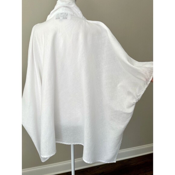Vintage 100% Linen Tunic Top Sz L Cowl Neck Oversized Artsy Minimalist Lagenlook - Picture 7 of 13